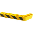 LEGO Yellow Beam Bent 53 Degrees, 3 and 7 Holes with Danger Stripes (Left) Sticker (32271)