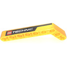 LEGO Yellow Beam Bent 53 Degrees, 3 and 7 Holes with Lego Technic (Right) Sticker (32271)