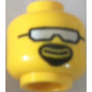 LEGO Amarillo Biker Bob Cabeza (Amarillo Cabeza, Plateado Gafas de sol en Negro Marco y Negro Facial Pelo (Espiga de seguridad) (3626)