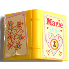 LEGO Yellow Book 2 x 3 with 'Marie 1999', Heart and Flowers Diary Sticker (33009)
