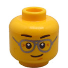 LEGO Gul Borg Huvud med Ljus Grey Glasögon (Infälld solid knopp) (3274 / 102896)