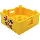 LEGO Yellow Box with Handle 4 x 4 x 1.5 with Fire Logo (47423)