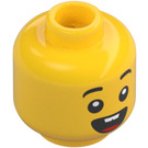 LEGO Gul Boy Hode med Open Smile og To Tenner (Forsenket solid knott) (3626 / 69189)