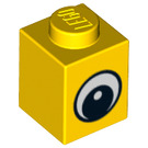 LEGO Yellow Brick 1 x 1 with Eye with White Spot on Pupil (3005)