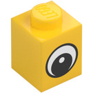 LEGO Gul Klods 1 x 1 med Øje med hvid plet på pupilen (88394 / 88395)