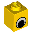 LEGO Gelb Backstein 1 x 1 mit Eye ohne Punkt auf der Pupille (48409 / 48421)