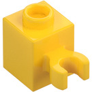 LEGO Jaune Brique 1 x 1 avec Verticale Clip (Clip ouvert en O, bosse creuse) (60475 / 65460)