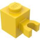 LEGO Keltainen Palikka 1 x 1 jossa Pystysuora Klipsi ('U'-klipsi, Kiinteä nuppi) (30241 / 60475)