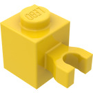 LEGO Gelb Backstein 1 x 1 mit Vertikale Clip ('U'-Clip, fester Bolzen) (30241 / 60475)