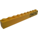 LEGO Yellow Brick 1 x 10 with 7249 XXL License Plate (Right) Sticker (6111)
