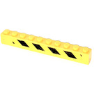 LEGO Yellow Brick 1 x 10 with Black and Yellow Danger Stripes (Links) Sticker (6111)