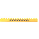 LEGO Yellow Brick 1 x 16 with Hazard Stripes Sticker (2465)
