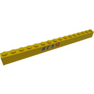 LEGO Jaune Brique 1 x 16 avec R.E.S.Q logo Autocollant (2465)