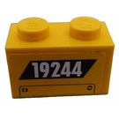 LEGO Geel Steen 1 x 2 met '19244' Sticker met buis aan de onderzijde (3004)