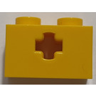 LEGO Yellow Brick 1 x 2 with Axle Hole ('+' Opening and Bottom Stud Holder) (32064)
