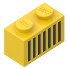 LEGO Yellow Brick 1 x 2 with Black Grille with Bottom Tube (3004)