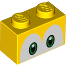 LEGO Jaune Brique 1 x 2 avec Koopa Yeux avec tube inférieur (68935 / 102202)