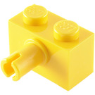LEGO Yellow Brick 1 x 2 with Pin without Bottom Stud Holder (2458)