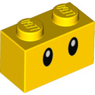 LEGO Yellow Brick 1 x 2 with Two Eyes with Bottom Tube (3004 / 76893)