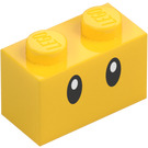 LEGO Yellow Brick 1 x 2 with Wiggler Eyes with Bottom Tube (3004 / 76893)