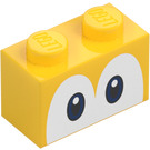 LEGO Jaune Brique 1 x 2 avec Yoshi Yeux avec tube inférieur (68946 / 101881)