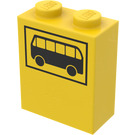 LEGO Yellow Brick 1 x 2 x 2 with Black Bus and Frame Pattern with Inside Axle Holder (3245)