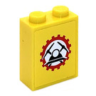 LEGO Yellow Brick 1 x 2 x 2 with Helmet and Pickaxes Sticker with Inside Stud Holder (3245)