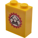 LEGO Jaune Brique 1 x 2 x 2 avec Miners Casque Autocollant avec porte-goujon intérieur (3245)