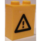 LEGO Geel Steen 1 x 2 x 2 met Warning Sign Sticker met binnenas houder (3245)