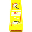 LEGO Yellow Brick 1 x 2 x 5 with Ice Cream, Red 'Café' and Cup of Coffee Sticker with Stud Holder (2454)