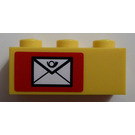 LEGO Gelb Backstein 1 x 3 mit Mail Envelope (Links) Aufkleber (3622)