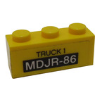 LEGO Jaune Brique 1 x 3 avec 'TRUCK 1' et 'MDJR-86' Autocollant (3622)