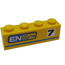 LEGO Gelb Backstein 1 x 4 mit '7' und 'ENgyne' Links Aufkleber (3010)