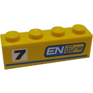LEGO Yellow Brick 1 x 4 with '7' and 'ENgyne' Right Sticker (3010)