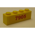 LEGO Jaune Brique 1 x 4 avec '7905' Autocollant (3010)