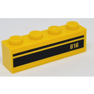 LEGO Jaune Brique 1 x 4 avec "816" et Retour Rayures Autocollant (3010)