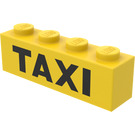 LEGO Gul Kloss 1 x 4 med Svart "TAXI" (3010)