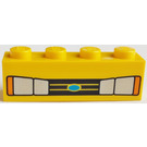LEGO Jaune Brique 1 x 4 avec Auto Headlights et Bleu Oval (3010)