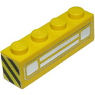 LEGO Yellow Brick 1 x 4 with Chrome Car Grille Sticker (3010)