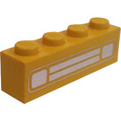 LEGO Giallo Mattoncino 1 x 4 con Chrome Argento Macchina Griglia e Headlights (Goffrato) (3010)