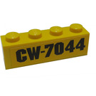 LEGO Jaune Brique 1 x 4 avec 'CW-7044' Autocollant (3010)