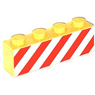 LEGO Geel Steen 1 x 4 met Danger Strepen met Wit Background (3010)