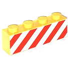 LEGO Amarillo Ladrillo 1 x 4 con Danger Rayas con Blanco Background (3010 / 82898)