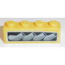 LEGO Geel Steen 1 x 4 met Exhaust Pipes (Links) Sticker (3010)
