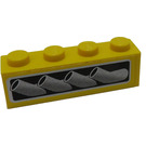 LEGO Gelb Backstein 1 x 4 mit Exhaust Pipes (Model Recht Seite) Aufkleber (3010)