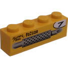 LEGO Geel Steen 1 x 4 met Fuzone Super Fast Exhaust (Links) Sticker (3010)