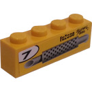 LEGO Geel Steen 1 x 4 met Fuzone Super Fast Exhaust (Rechtsaf) Sticker (3010)