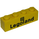 LEGO Gul Kloss 1 x 4 med Legoland-logotyp Svart (3010)