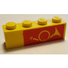 LEGO Geel Steen 1 x 4 met Mail Hoorn , outline Rechtsaf (3010)