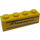 LEGO Geel Steen 1 x 4 met Panagra Sticker (3010)